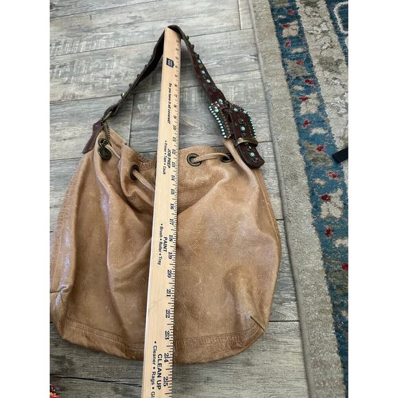 Leatherock Women's Brown Leather Crystal western Tote Shoulder Bag - Picture 4 of 8